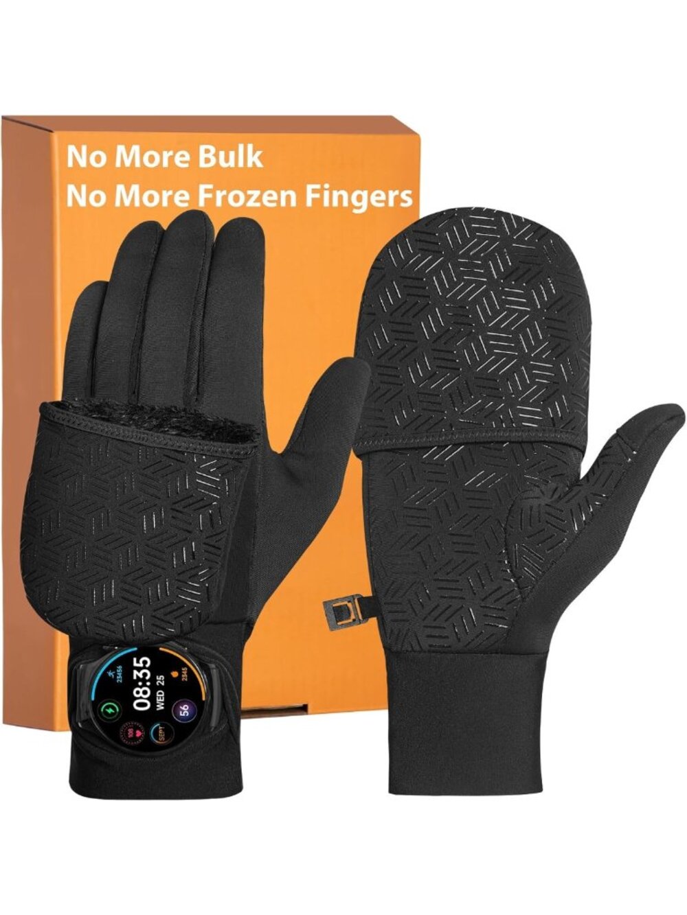 Winter Running Gloves for Men & Women - Touchscreen Thermal Mittens with Watch